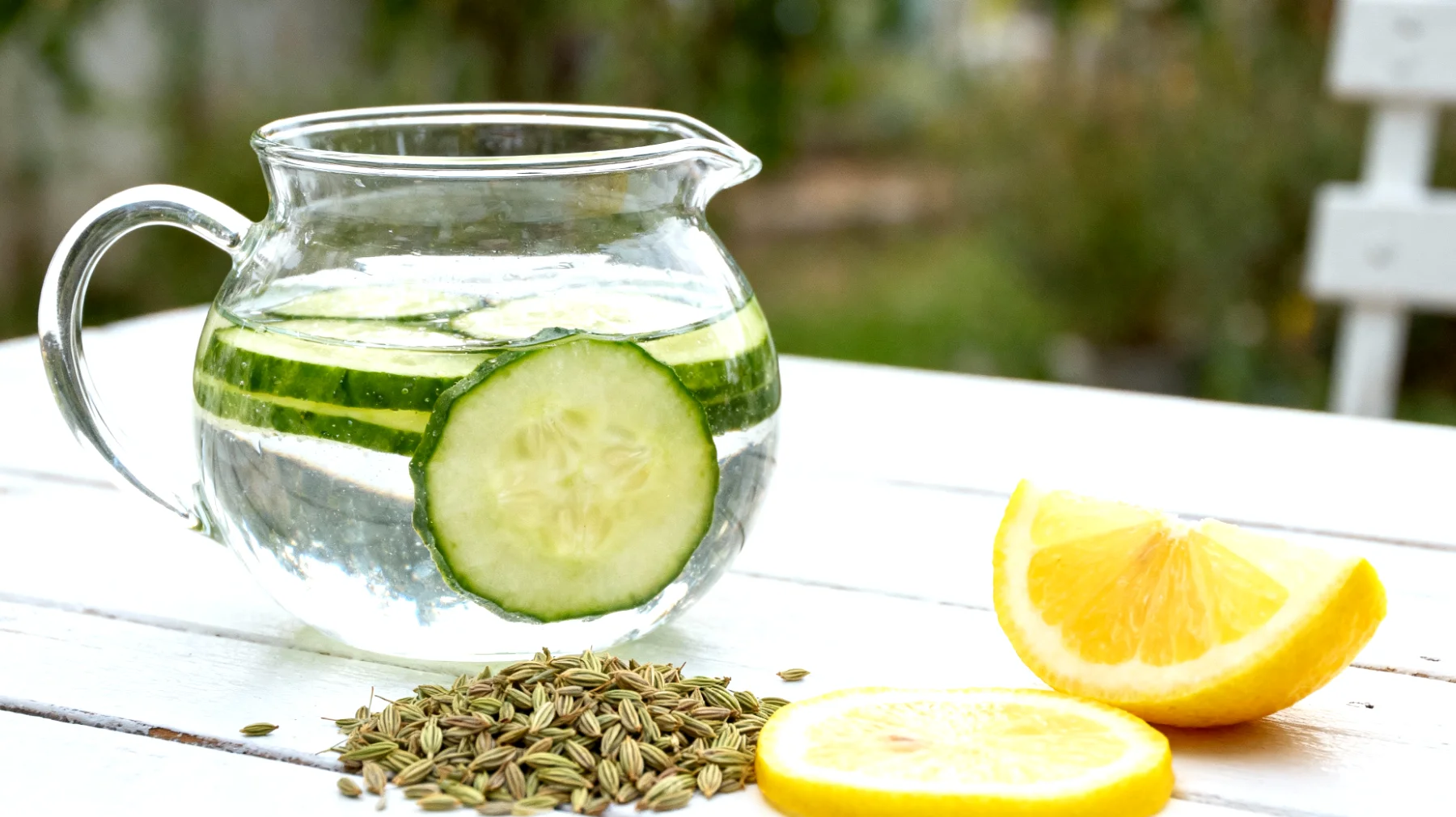 Gurkenwasser mit Fenchelsamen und Zitrone (Infused Water)"