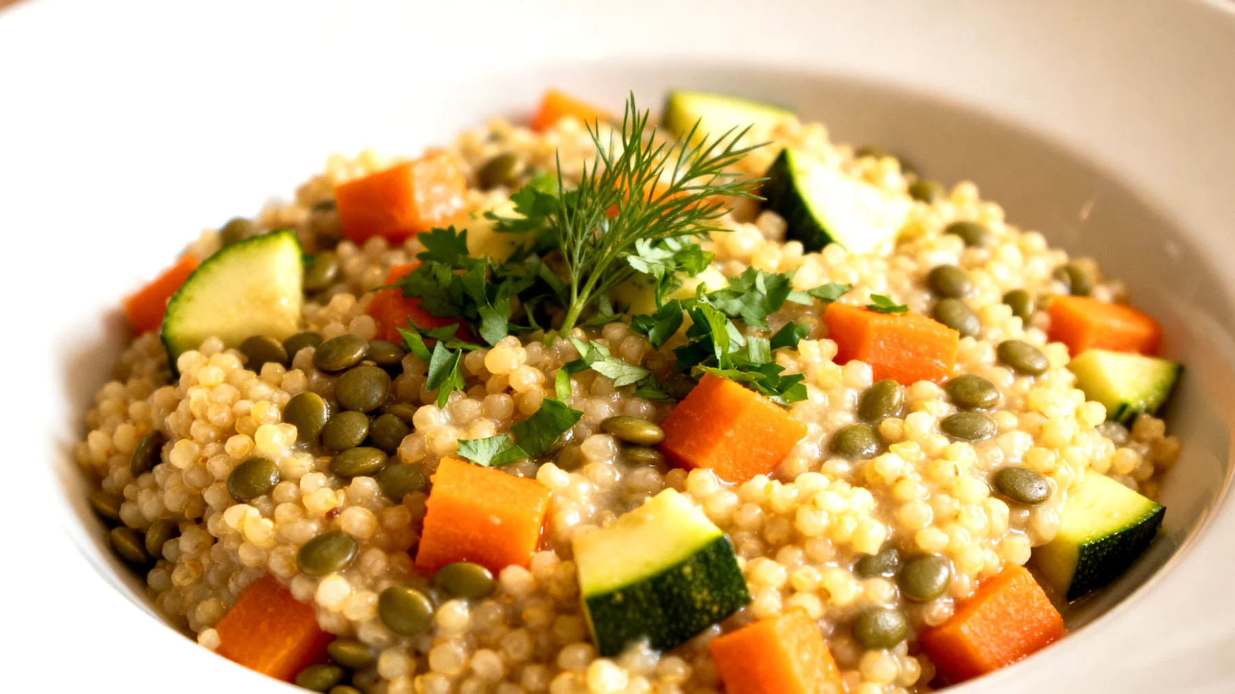 Hirsotto mit Linsen und Gemüse"