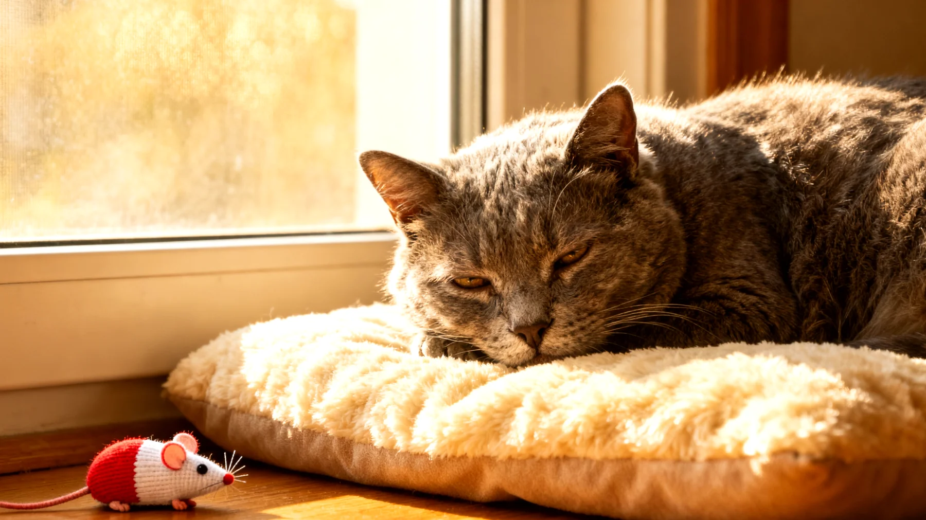 Ältere Katzen zeigen oft nachlassendes Interesse an Bewegung und haben Schwierigkeiten, motiviert zu bleiben, was zu Muskelabbau, Gelenksteifheit und Gewichtszunahme führen kann"